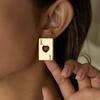 Light Luxury Minimalist 18K Gold, Love Red Zircon Playing Card Earrings Jewelry