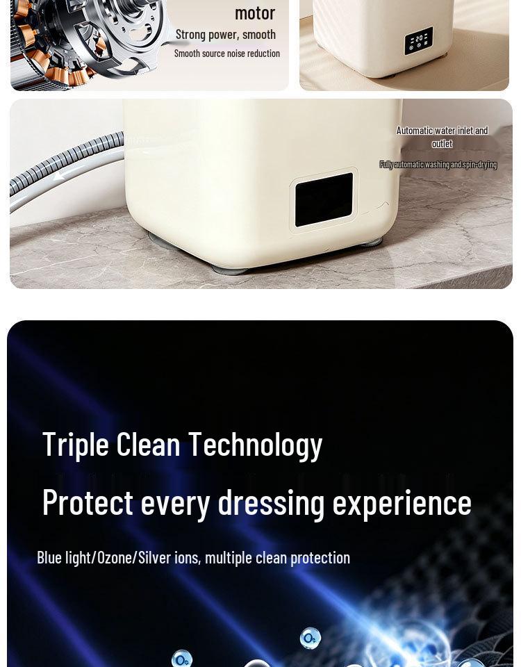Compact Smart Washer-Dryer Combo for Underwear and Socks - Automatic Mini Laundry Machine