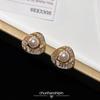 Sparkling zircon square earrings light luxury high-end pearl stud earrings simple commuting temperament ear clips no ear piercings ins