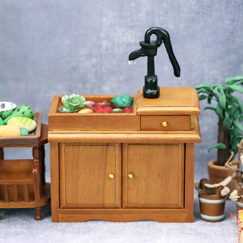 1:12 Dollhouse Miniature Bathroom Sink Cupboard Kitchen Wash Basin Drawer Furniture Model Decor Toy Doll House Accessories
