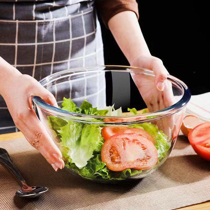 Grande Ciotola in Vetro Borosilicato Resistente al Calore per Insalata, Zuppa, Mescolare e Sbattere