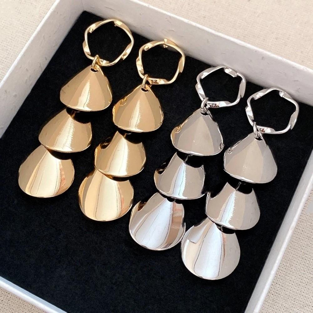 Round Metal Drop Earrings Iron Ear Pendant Personality Circular Tassel Earrings Travel