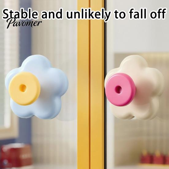 Safety Cabinet Hook Flower Shape Suction Cup Hook, No-Drill Plastic Style Handles, Rotatable Knob Adjustable Buckle for Kitchen Bathroom Lanyard