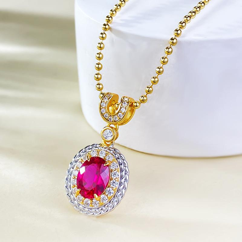 New S925 Silver Oval Four Claw Necklace, Niche Fashion, Light Luxury, Exquisite, High-quality Wedding Jewelry, Hot Selling