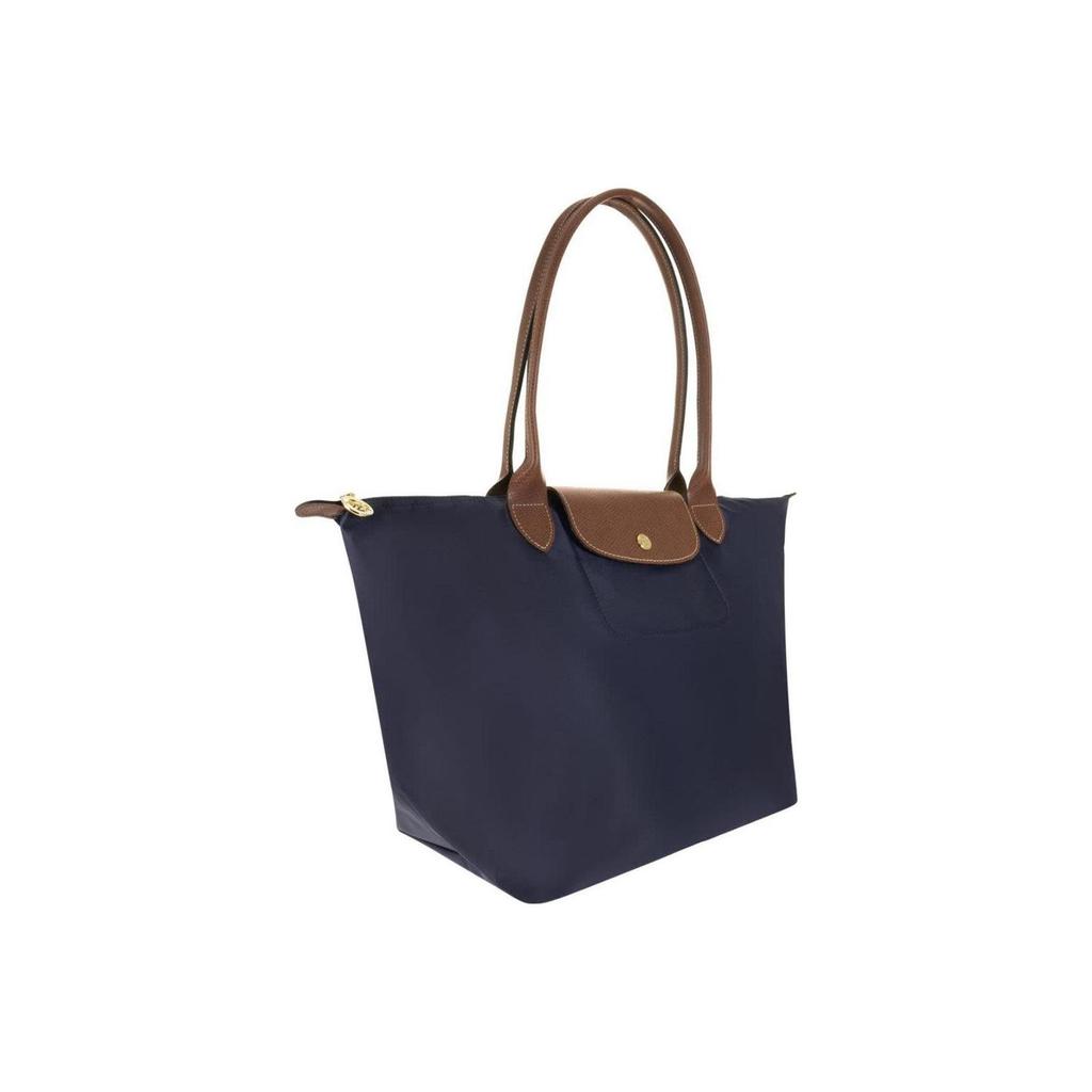 Longchamp Le Pliage 31 Logo Skládací taška Knedlík Kabelka Plátěná a kožená taška přes rameno Velké dámské kabelky Tmavě modrá 1899089P68