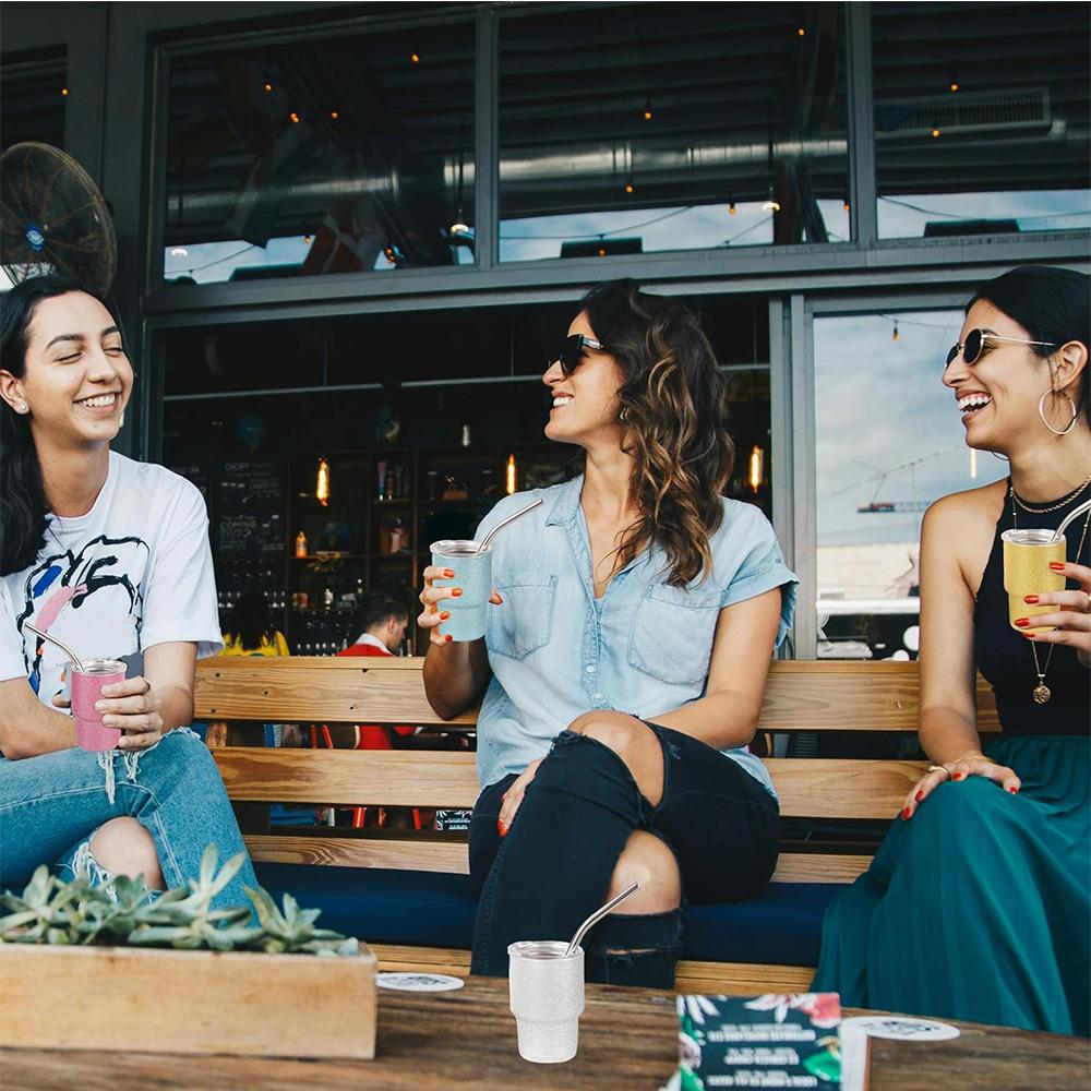 4pcs Mini  3oz Cup Tumbler Shot Set with Straw and Lid, Stainless Steel Tumbler Shot Glass Shot Glass Set for Office Outdoor Use