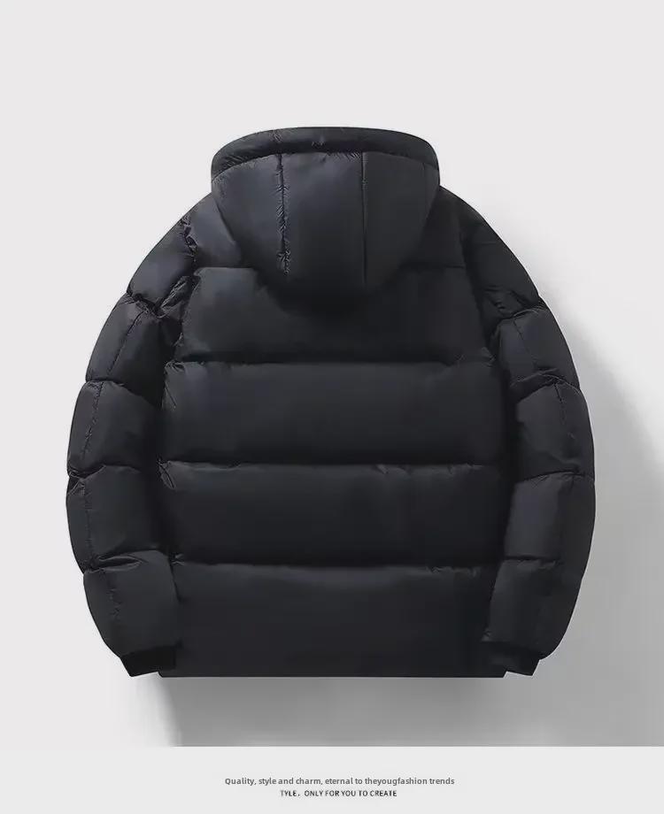 Unisex-Daunenjacke mit Kapuze in Schwarz und Gold – dicke, warme Winteroberbekleidung für Paare