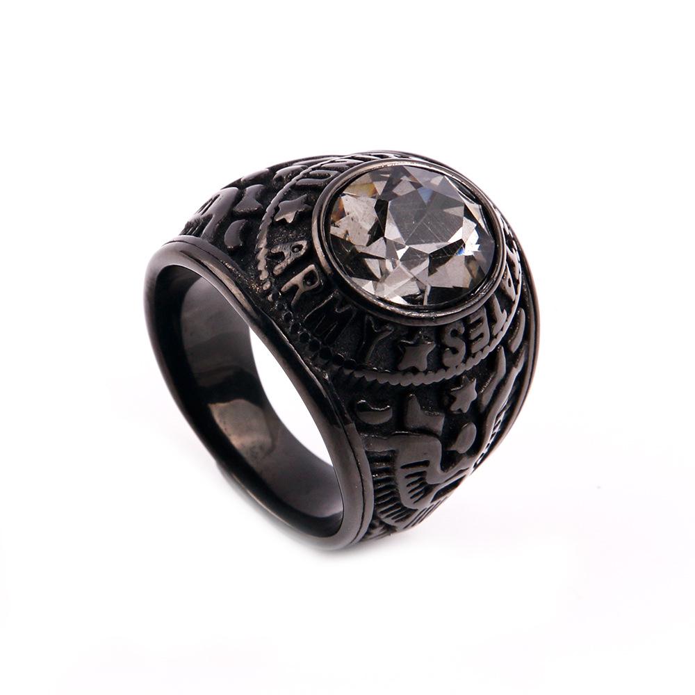 Retro Titanium Army Personalized Finger Ring