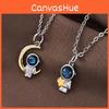 2022 New Stylish Couples Astronaut Necklace Featuring Unique Star And Moon Design In Titanium Steel
