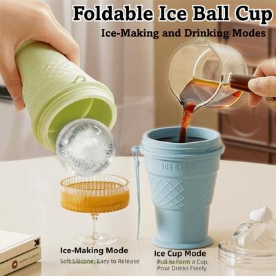 Silicone Foldable Ice Ball Cup Press Easy Demoulding Ice Ball Maker Mold  Travel Camping