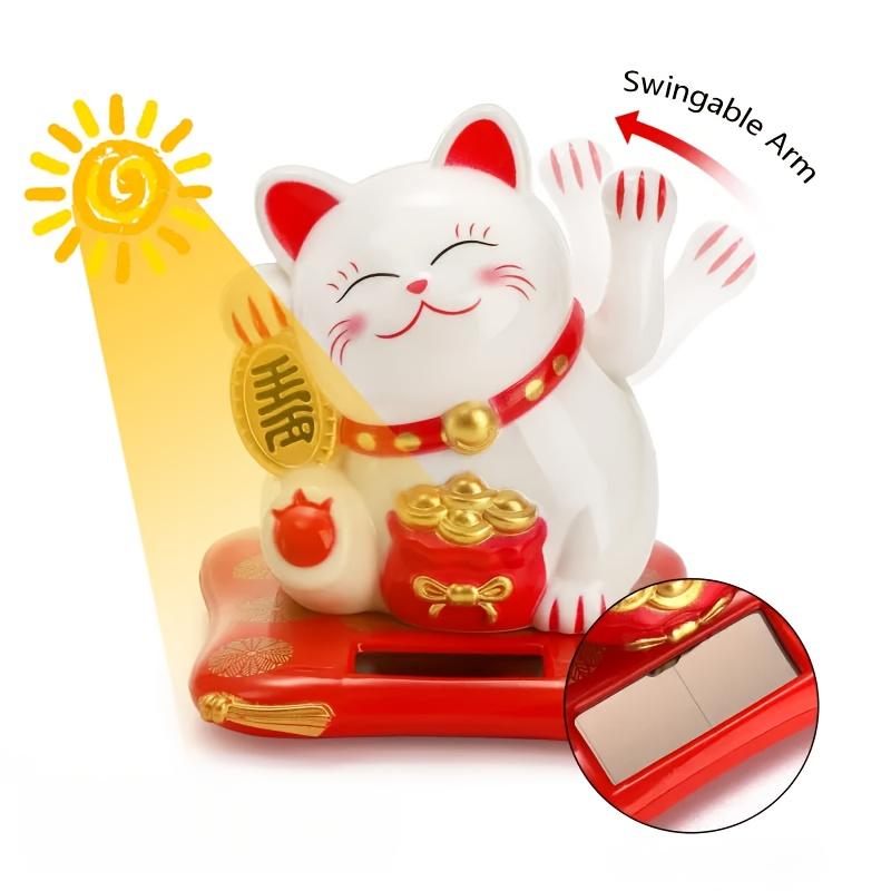 Solarbetriebenes winkendes Mini-Glückskätzchen Autoornament, 1 Stück | Erhältlich in 3 Farben, Perfekt für die Armaturenbrettdekoration oder Bürodekoration, Ideales Weihnachtsgeschenk