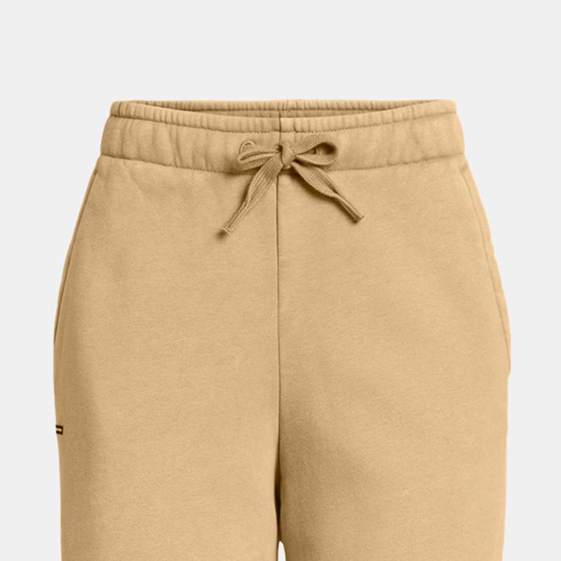 Under Armour Icon Comfortable Solid Color Lace-Up Fleece Casual Pants Women Bottoms Khaki 1386488-263