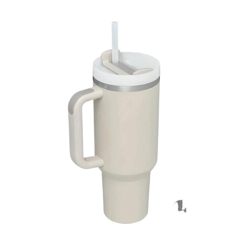 1200ML 304 Stainless Steel Insulated Water Bottle Thermal Coffee Car Cup Cold Hot Mugs Vacuum Flask With Handle Straw For Sport