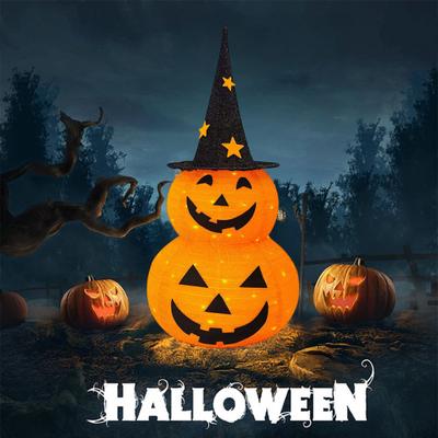 3FT Halloween Collapsible Pumpkin Decoration Battery Operated Light Up Pumpkin Light Pop Up Jack-o-Lantern for Indoor Outdoor Yard Porch Holiday Decor