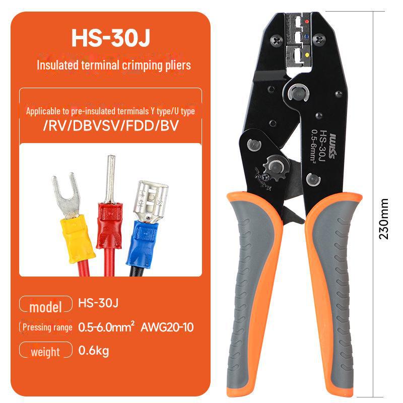 HS-30J/IWS-03C Multi-Function Ratchet Crimping Pliers for Insulated SV Terminals and RV Cold-Press Applications