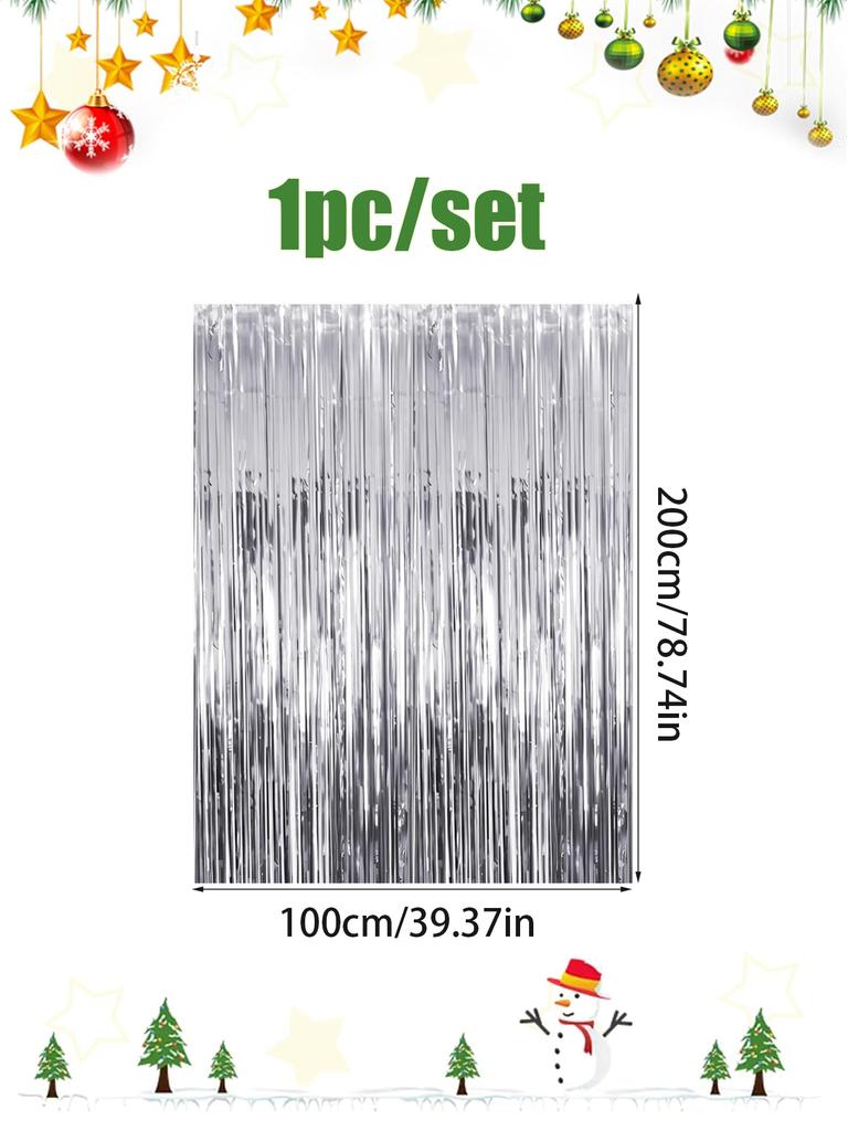 Weihnachtsquastenvorhang Weihnachtsfeier Dekoration, 1x2m Rot Silber Grün Glänzende Quasten Party, Hintergrund Partydekorationen