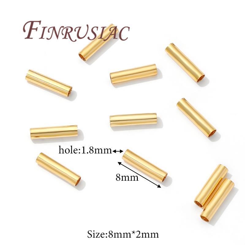 30/60PCS 18K Gold Plated Tubes For Jewelry,Spacer Beads,Separators For Bracelets,Tube Beads,DIY Jewelry Making Accessories