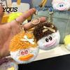 Mini Plush Keychain Cartoon Curly Hair Head Keychain, with Metal Clasp, Plushie Key Holder Backpacks Handbags Keys Decorative Pendant for Men