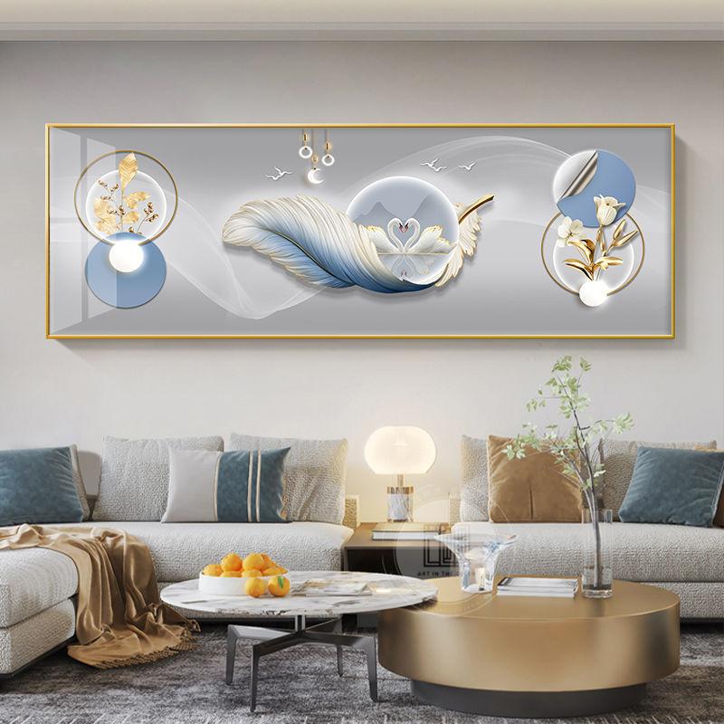 Chinese Style Golden Leaves Deer Canvas Painting Feathers Wall Art Feng Shui Mountain Posters and Prints Living Room No Frame