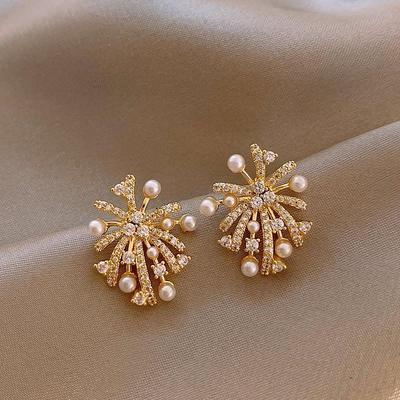 Elegant Retro Zircon Pearl Fireworks Earrings - Exquisite High-End 2025 Best-Selling Accessory