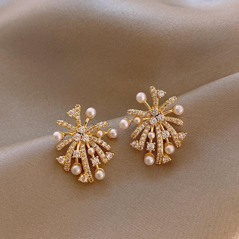 Elegant Retro Zircon Pearl Fireworks Earrings - Exquisite High-End 2025 Best-Selling Accessory