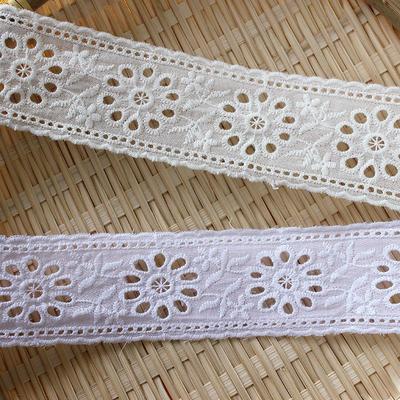 3 metros/lote 5 cm alvejante branco off white algodão pano oco bordado renda guarnição simples e elegante