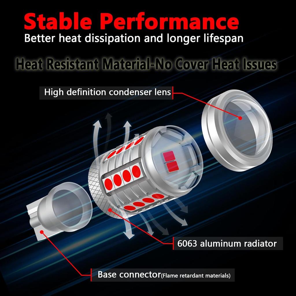 921 912 LED Bulbs Cargo Light High Mount Stop 3rd Brake Light Combo Red White for Ford F150 F250 F350 Ram Silverado Sierra 1500, CANBUS Error Free