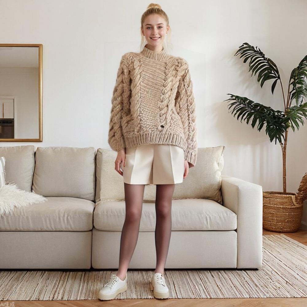 Oversize Knit Pullover Women Casual Lazy Round Neck Kink Solid Sweater Female 2024 Autumn Winter Loose Sleeves Knitwear Lady