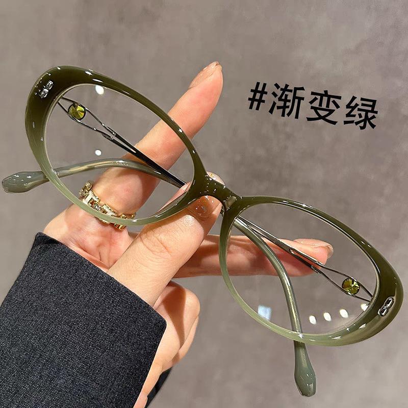 No Makeup Young Reading Glasses Anti-Blue Flat Glasses Fashion Diamond-Encrusted Retro Cat Eye Trendy Girl Nerd Advanced