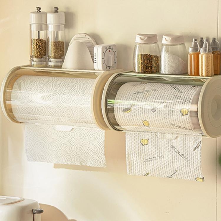 Kitchen Tissue Organizer Wall Mounted Paper Towel Dispenser Clear Napkin Holder