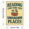Metal Wall Art Vintage Poster Reading Takes You to the Unknown Gift for Bookstore