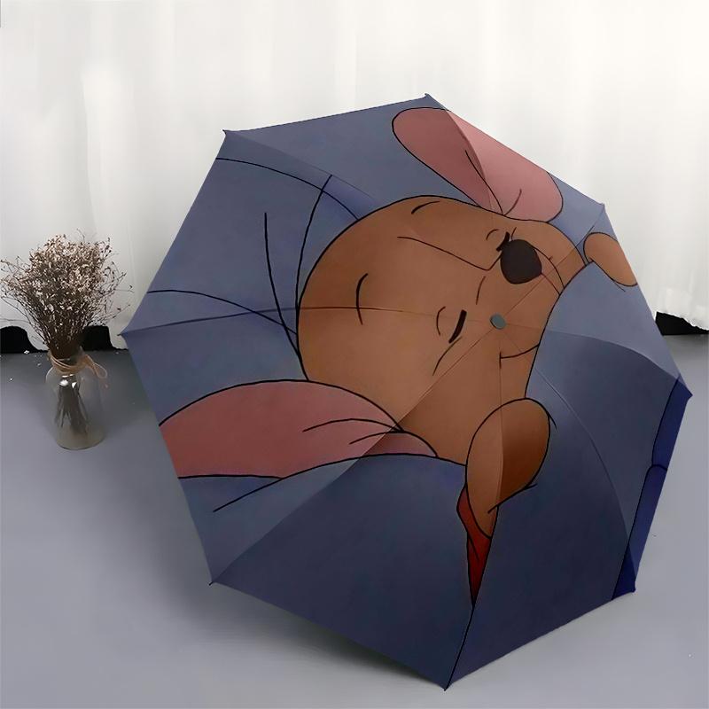 Winnie und Freunde Themen-Reiseregenschirm - 8 Rippen, Automatisches Öffnen und Schließen, Tragbares faltbares Design, Kompakter und stilvoller Regenschirm Geeignet