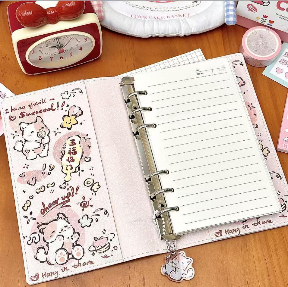 PU Leather Dog A5 Four-Grid Detachable Card & Photo Storage Album Binder