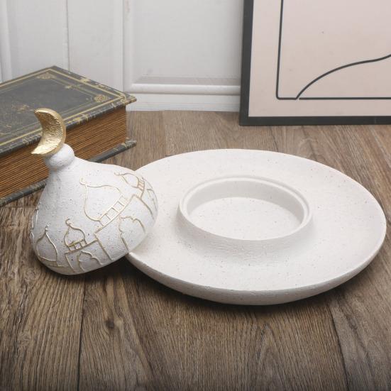 Ramadan Resin Art Statue Islamic Mosque Cultural Ornament Handcrafted Mosque Models Tower Decoration for Eid Home Office Ramadan Mubarak Gift