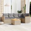 Vidaxl 6-Cz. Garden Furniture Set With Cushions, Beige, Poly Rattan
