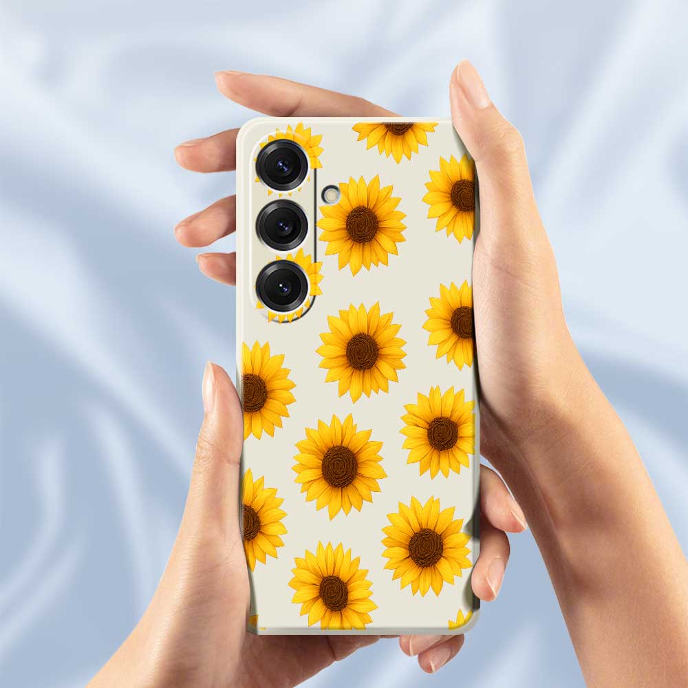 For Samsung Galaxy S25 Case Sunflowers Pattern Printing Straight Edge TPU Phone Back Cover