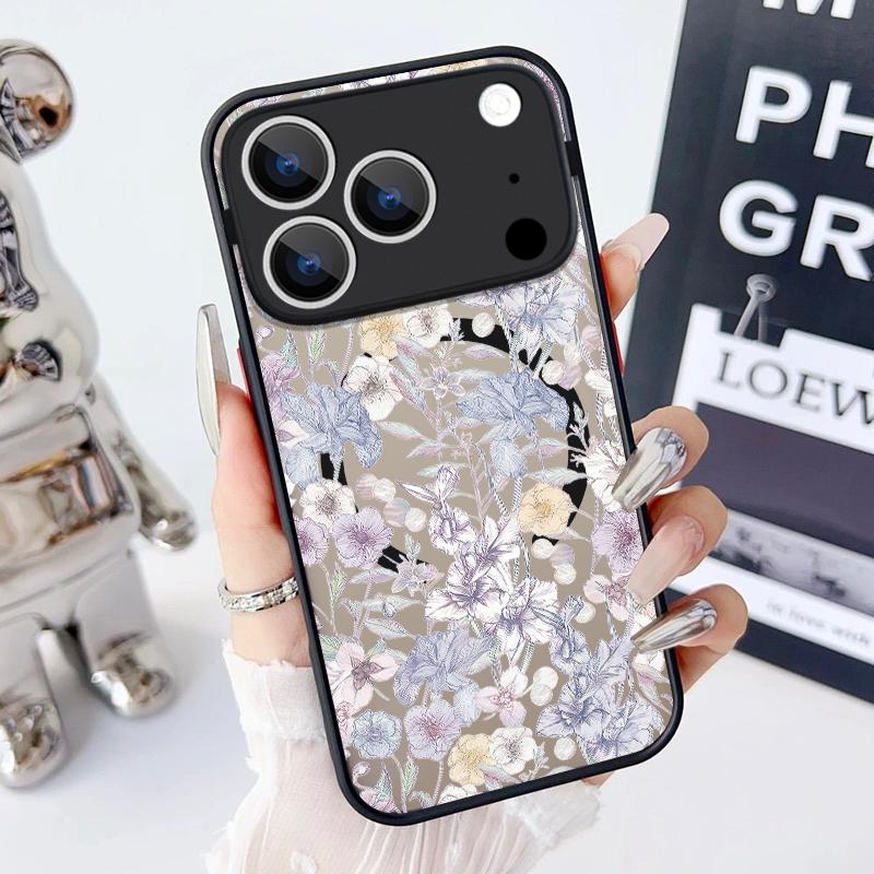 Vintage Floral Pattern Case For iPhone 17 Pro Max Magnetic For Magsafe Hybrid TPU+PC Matte Cover For iPhone 16 Pro Max 15 14 13 12 11 16E Air