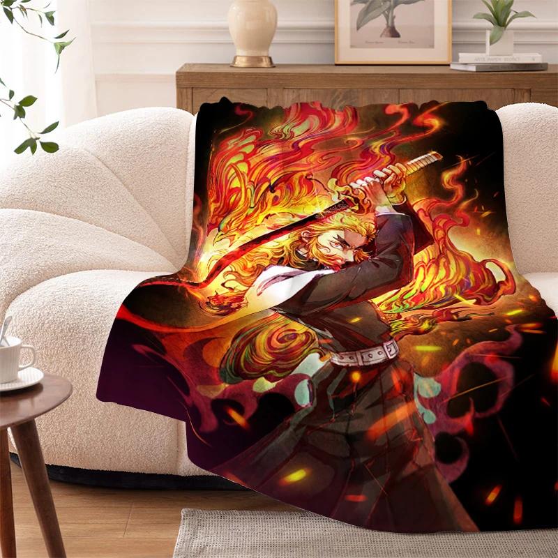 Sofa Blankets for Winter Anime D-Demons Slayer Warm Knee Bed Fleece Camping Fluffy Soft Blankets Microfiber Bedding King Size