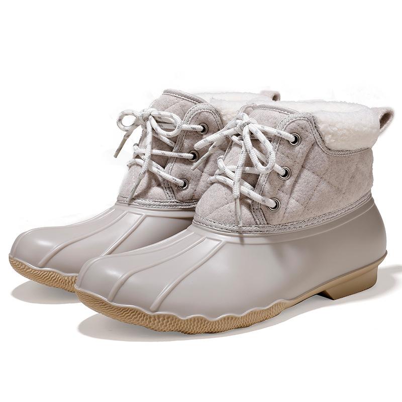 

Индивидуальные зимние женские теплые полусапожки средней высоты с утолщенной подошвой, хлопковые ботинки, новые четырехцветные водонепроницаемые и нескользящие сапоги для охоты на уток 36