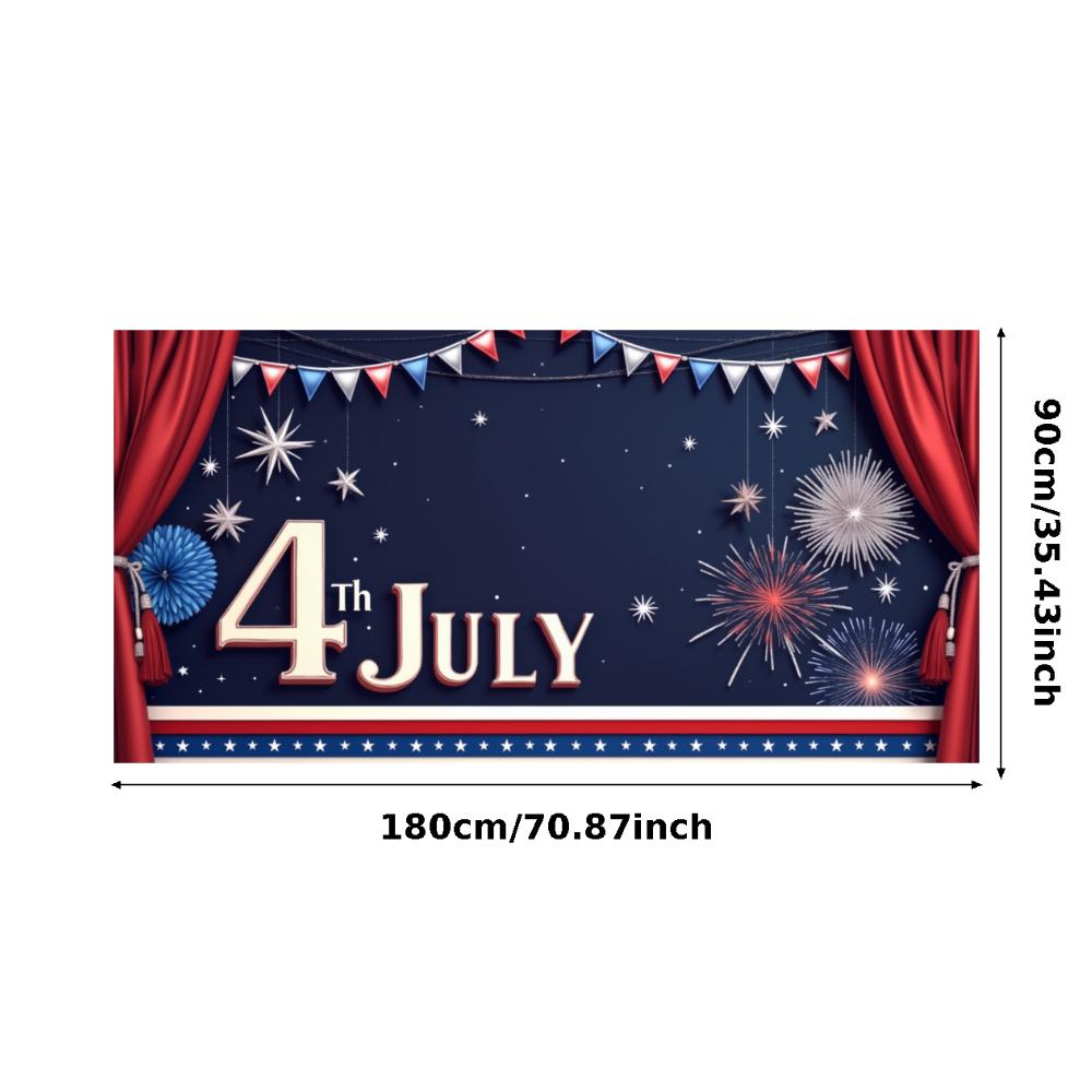 Polyester Material 4. Juli Banner Leichtes Viertes Juli Banner Feuerwerk Design Dekorative Wimpelkette für Feiertagszusammenkunft