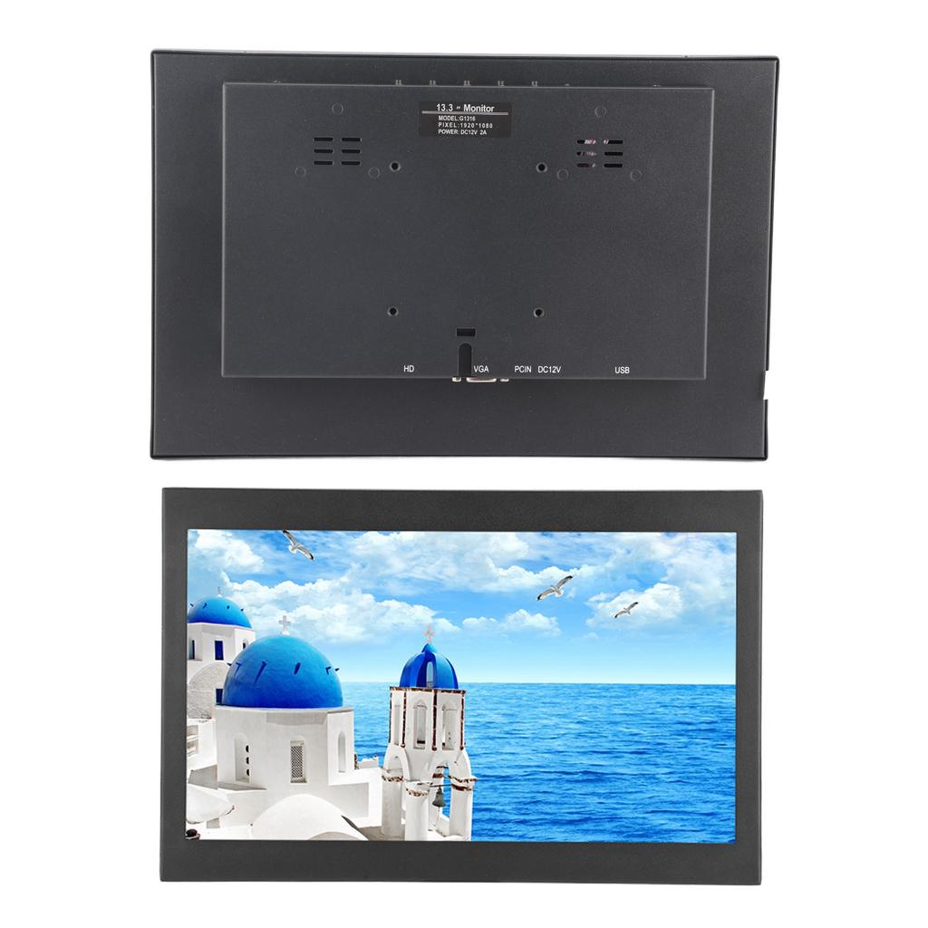 13.3 Inch Full HD 16:9 Widescreen All Metal Embedded Industrial Monitor Full Interface Input