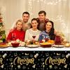 Hallswl 1 Pieces Happy New Year Tablecloths Black Gold Plastic Disposable Table Cloth Rectangle New Year Table Cover for 2026 New Years Eve Party