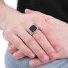 [sakuto] Ring Men's Signet Ring Stainless Steel Square Square Black (14)