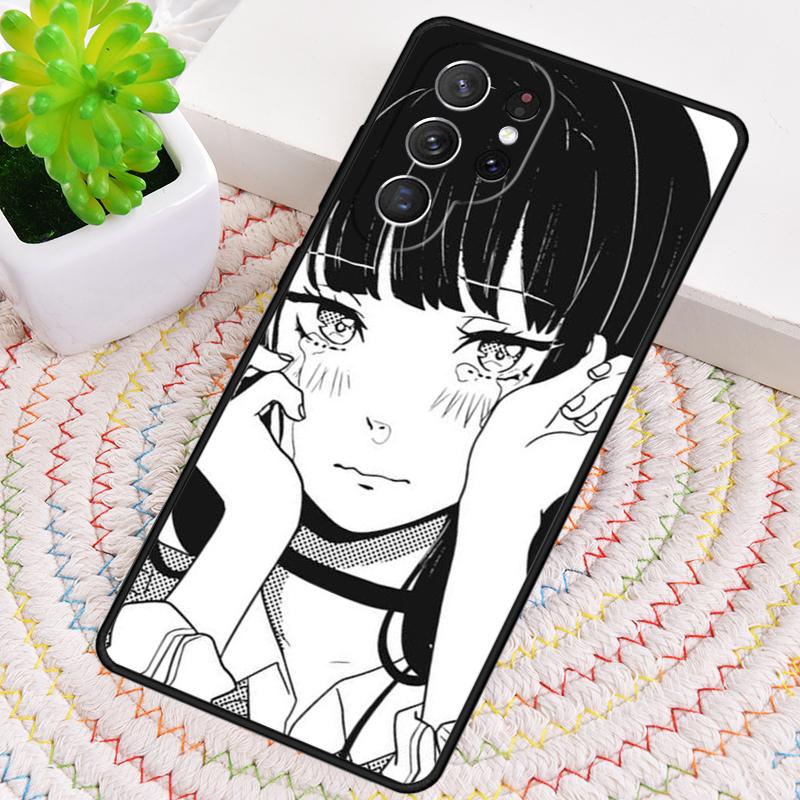 Sad Girl Japanese Anime TPU Phone Case For Samsung Galaxy Note 10 Pro S26 S25 S24 S23 S22 Ultra Plus S21 FE S20 Shockproof Cover