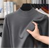 Men's Autumn Winter Knit Sweater | Round Neck, Half High Collar, Warm Middle-aged Base Layer