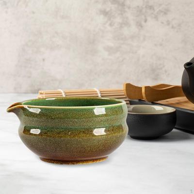 Keramische Matcha-Schale mit Ausgießer, Chawan 530ml Utensilien Handgefertigte Grünteetasse Mischen