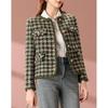 Women's Elegant Houndstooth Long-Sleeve Short Jacket