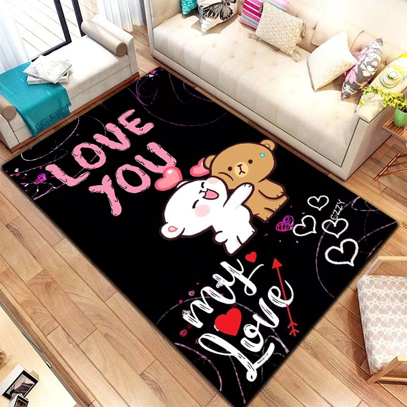 Bubu and Dudu Cartoon Area Rug Kawaii Bear Print Floor Mat Non Slip Carpet For Bedroom Living Room Kids Playroom Home Decor Gift