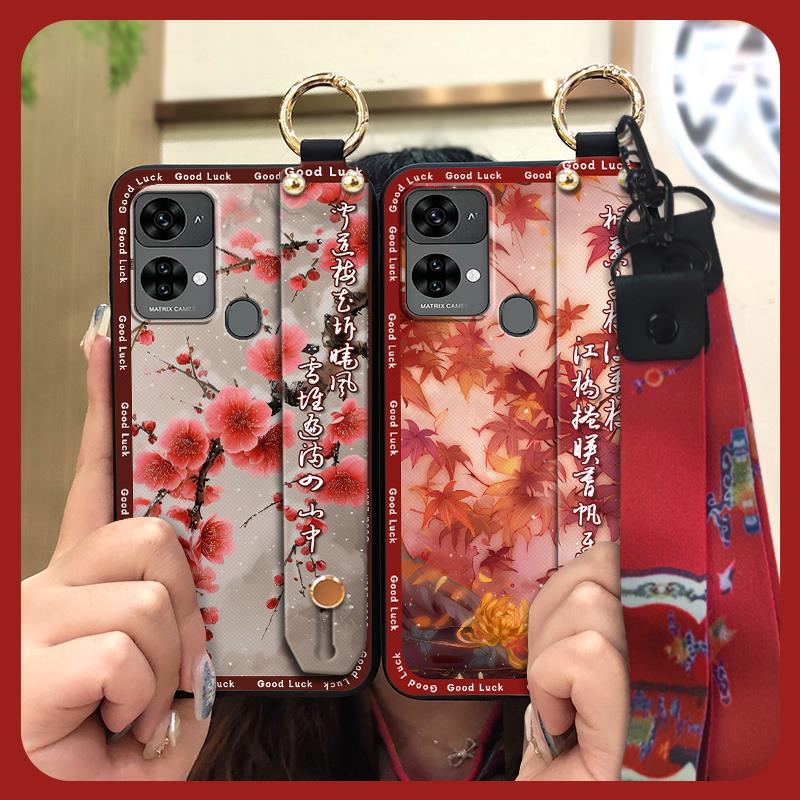 Wasserdichte Mode Handyhülle für Oukitel C33 ältere Dame Schutzarmband chinesischer Stil langlebige Handschlaufe Ring