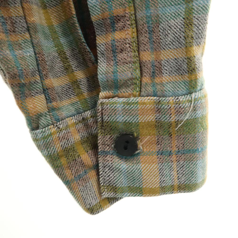 Vintage 60s Grandpa Check Pattern Long Sleeve Shirt Dress Women Used